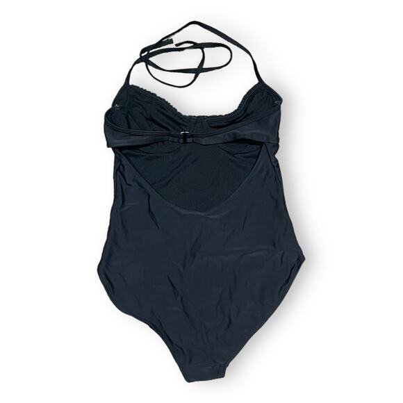 Old Navy‎ Bandeau-Style Halter Ruffle Trim Swimsuit Black Medium - Picture 3 of 9